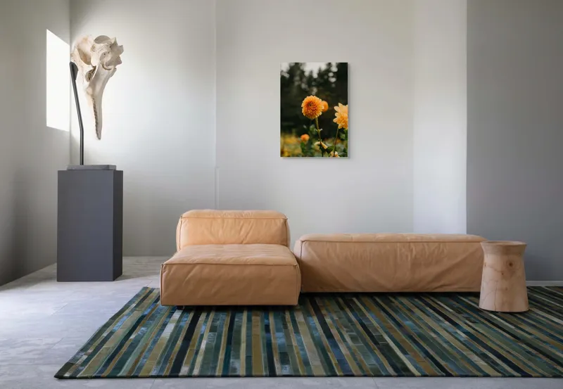 Tablou Canvas, "Galbenul florilor de toamnă liniștită", Florile, Galbene, Naturale, Vesele, Elegante, Strălucitoare, Proaspete, Fragede, Armonioase, Pline, Frumuseţe, Vegetaţie, Mediu, Împăduriţi., 50 x 70 cm – poza 7