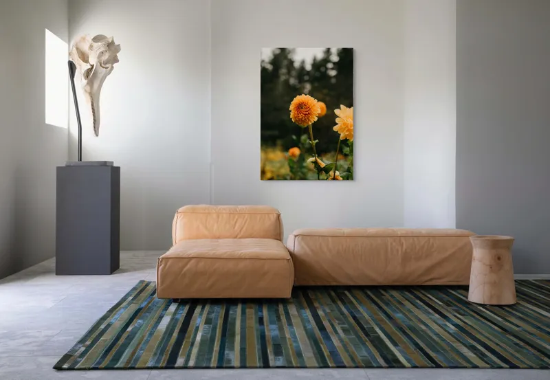 Tablou Canvas, "Galbenul florilor de toamnă liniștită", Florile, Galbene, Naturale, Vesele, Elegante, Strălucitoare, Proaspete, Fragede, Armonioase, Pline, Frumuseţe, Vegetaţie, Mediu, Împăduriţi., 70 x 100 cm – poza 7