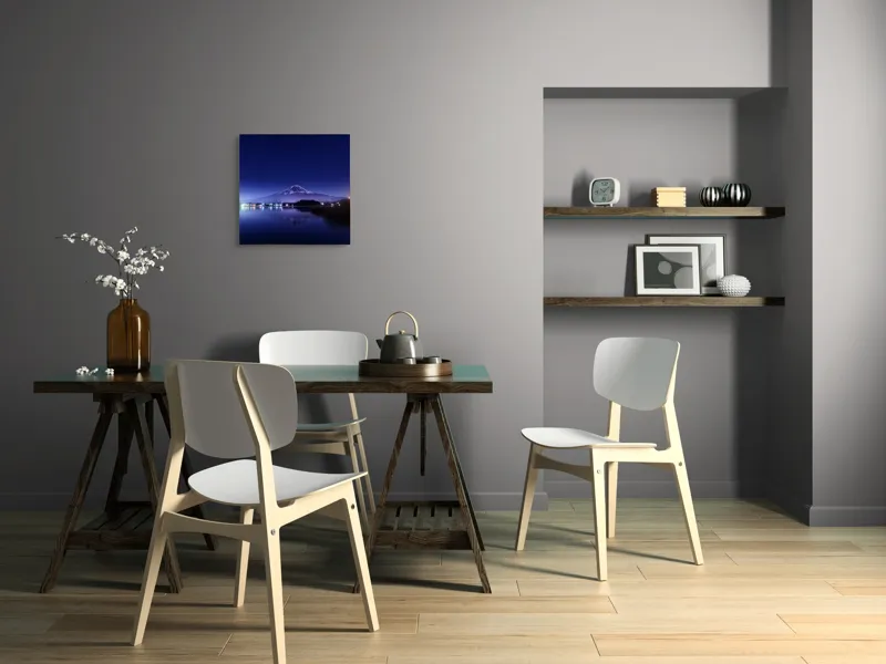 Tablou Canvas, "Luminile nopții la poalele muntelui", Munte, Stele, Reflecție, Lumină, Noapte, Lac, Peisaj, Cer, Calm, Natură, 50 x 50 cm – poza 8