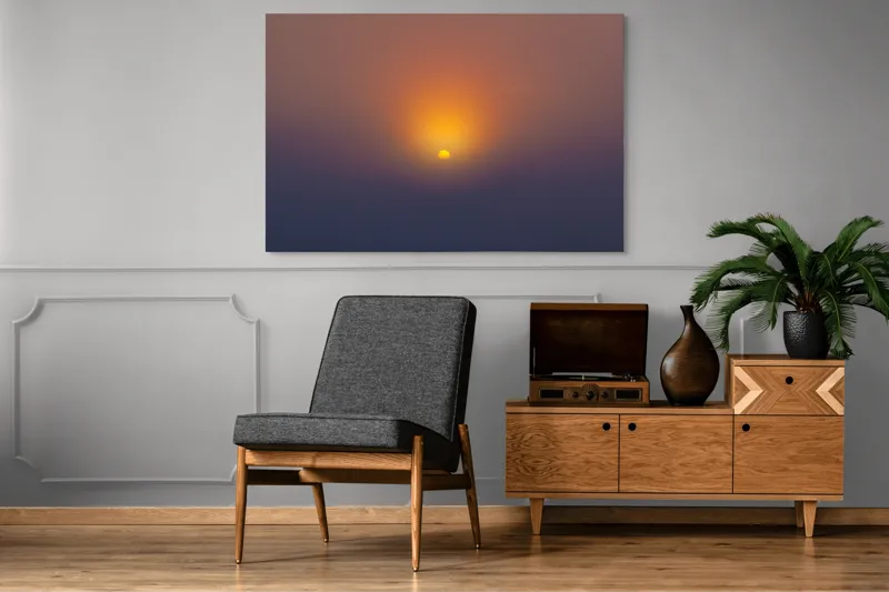 Tablou Canvas, "Soarele răsare peste orizont liniștit", Apus, Soare, Orizont, Culori, Seară, Cer, Lumină, Peisaj, 150 x 100 cm – poza 8