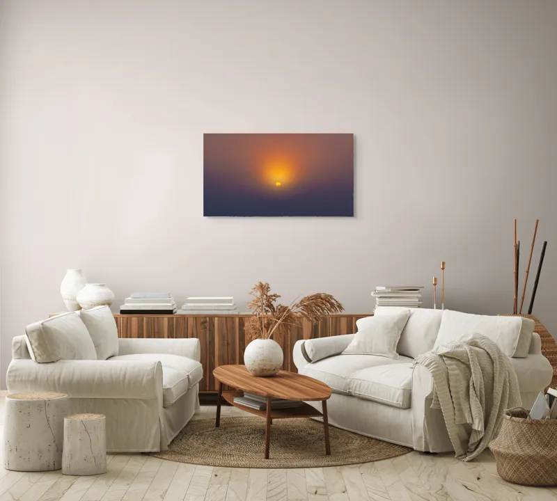 Tablou Canvas, "Soarele răsare peste orizont liniștit", Apus, Soare, Orizont, Culori, Seară, Cer, Lumină, Peisaj, 90 x 50 cm – poza 4