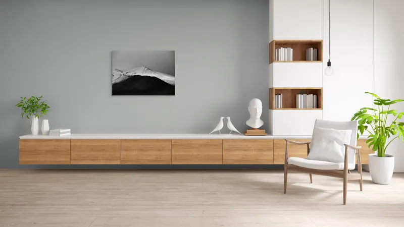 Tablou Canvas, "Întunericul se întâlnește cu albul montan", Munte, Zăpadă, Contrast, Întunecat, Vârf, Nori, Peisaj, 100 x 70 cm – poza 6