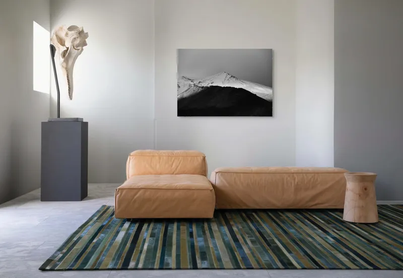 Tablou Canvas, "Întunericul se întâlnește cu albul montan", Munte, Zăpadă, Contrast, Întunecat, Vârf, Nori, Peisaj, 100 x 70 cm – poza 7