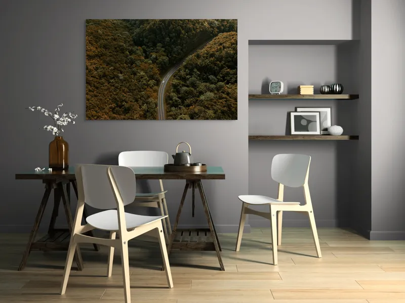 Tablou Canvas, "Drumul șerpuitor prin pădurea deasă", Drum, Pădure, Verdeață, Serpentină, Natură, 150 x 100 cm – poza 5