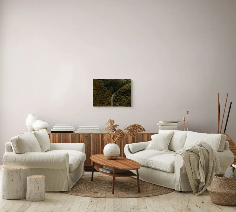 Tablou Canvas, "Drumul șerpuitor prin pădurea deasă", Drum, Pădure, Verdeață, Serpentină, Natură, 54 x 39 cm – poza 5