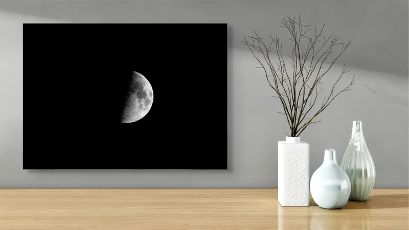 Tablou Canvas, Luna la Primul Pătrar, , Alb-negru, 70 x 50 cm – poza 3