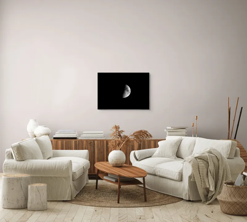 Tablou Canvas, Luna la Primul Pătrar, , Alb-negru, 70 x 50 cm – poza 6