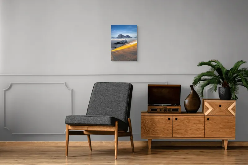 Tablou Canvas, Peisaj Montan cu Stele și Zăpadă, , Albastru și Portocaliu, 39 x 54 cm – poza 8
