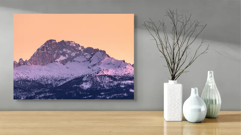 Tablou Canvas cu Apus Roz peste Munți Albi, 70 x 50 cm – poza 3