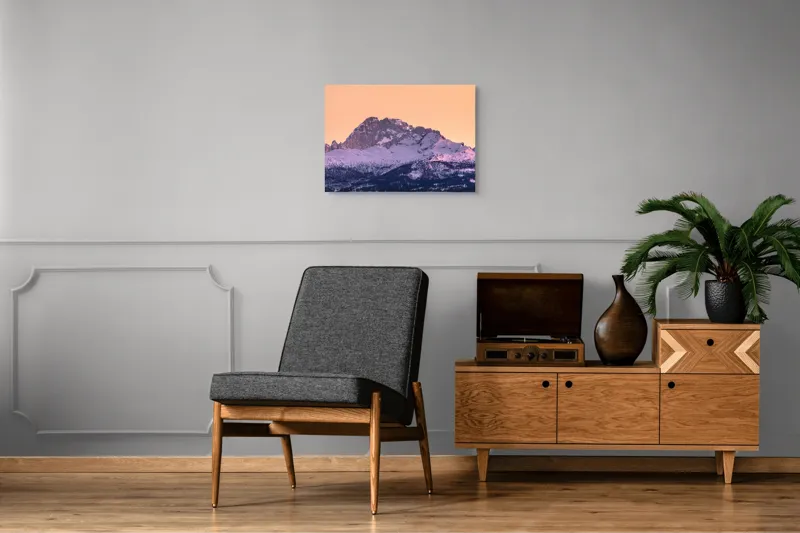 Tablou Canvas cu Apus Roz peste Munți Albi, 70 x 50 cm – poza 4