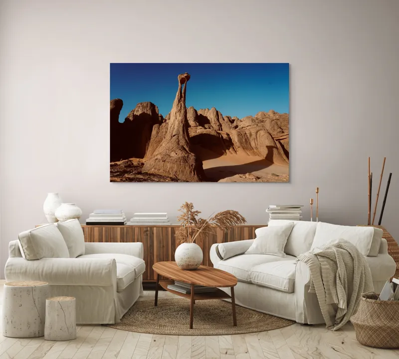 Tablou Canvas, Turnuri de Piatră sub Cer Senin, Deșert, 150 x 100 cm – poza 3