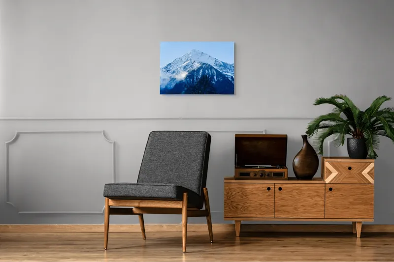 Tablou Canvas cu Munte Înzăpezit, , Albastru și Alb, 70 x 50 cm – poza 4