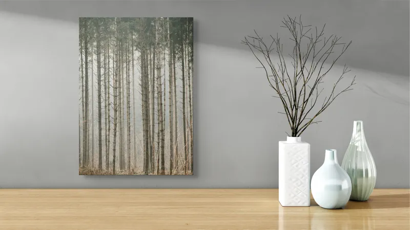 Tablou Canvas cu Pădure în Ceață, , Multicolor, 39 x 54 cm – poza 4