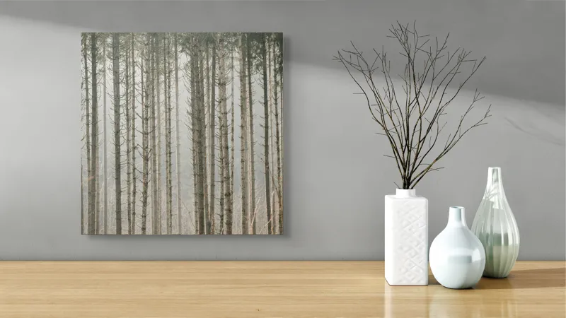 Tablou Canvas cu Pădure în Ceață, , Multicolor, 50 x 50 cm – poza 3