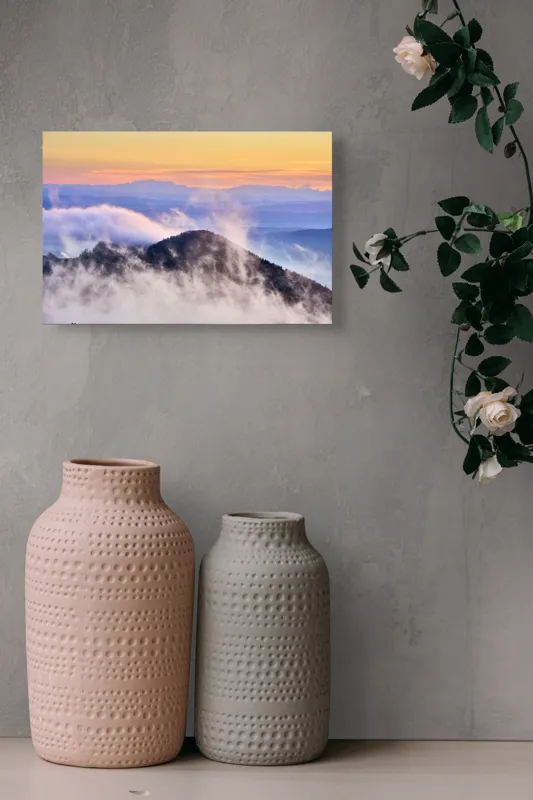 Tablou Canvas cu Munte în Ceață la Apus, , Multicolor, 39 x 26 cm – poza 4
