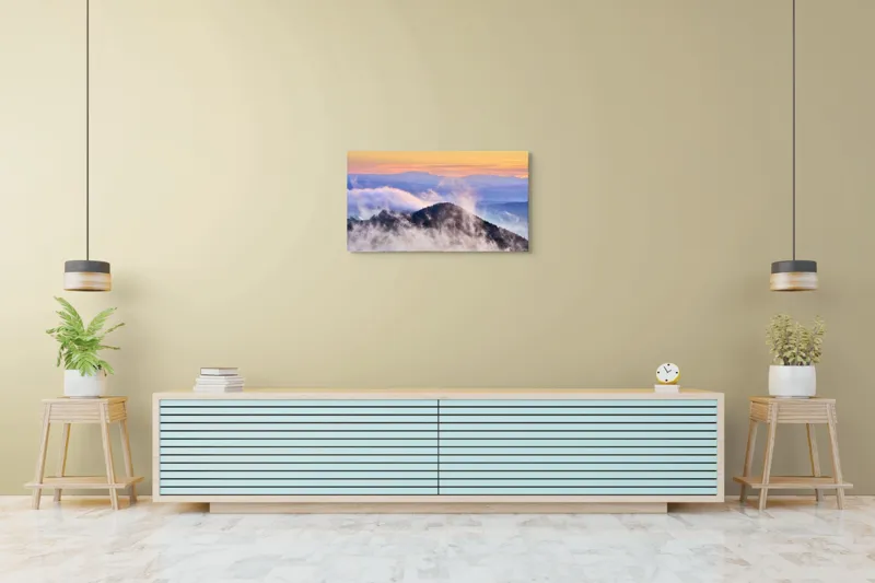 Tablou Canvas cu Munte în Ceață la Apus, , Multicolor, 90 x 50 cm – poza 5