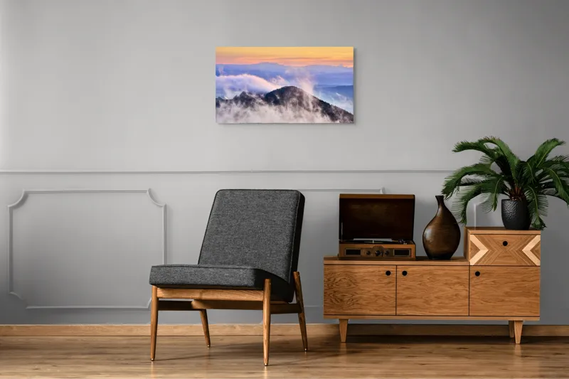 Tablou Canvas cu Munte în Ceață la Apus, , Multicolor, 90 x 50 cm – poza 6