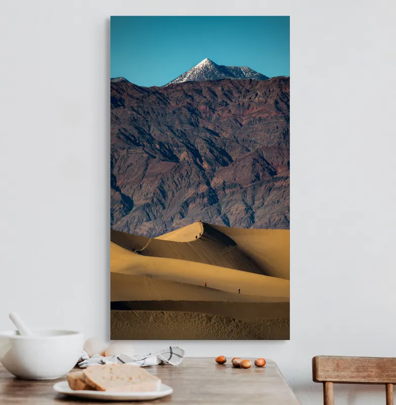 Tablou Canvas Peisaj Deșert Dune Munți Zăpadă Aventura Contrast Solitudine, 50 x 90 cm – poza 3
