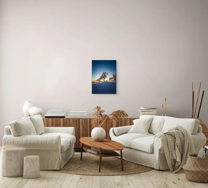 Tablou Canvas Peisaj Iernatic cu Copaci sub Cer Senit, 39 x 54 cm – poza 5