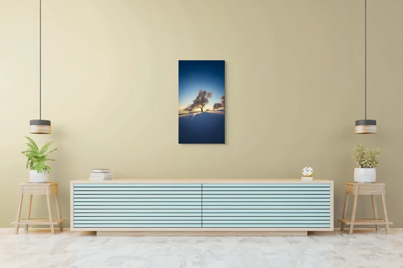Tablou Canvas Peisaj Iernatic cu Copaci sub Cer Senit, 50 x 90 cm – poza 6