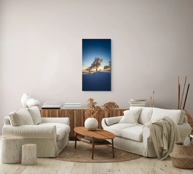 Tablou Canvas Peisaj Iernatic cu Copaci sub Cer Senit, 50 x 90 cm – poza 7