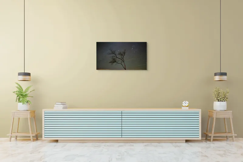 Tablou Canvas Copacul Solitar sub Cerul înstelat cu Stele și Noapte, 90 x 50 cm – poza 5