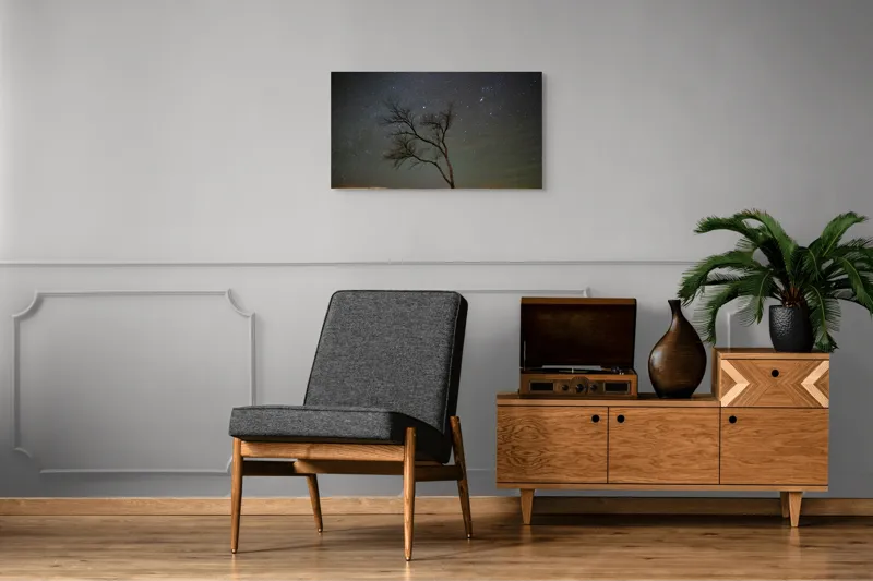 Tablou Canvas Copacul Solitar sub Cerul înstelat cu Stele și Noapte, 90 x 50 cm – poza 6