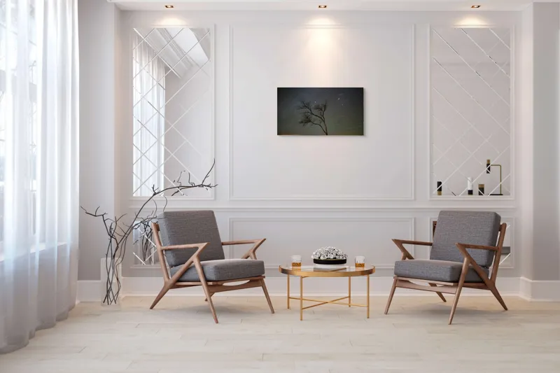 Tablou Canvas Copacul Solitar sub Cerul înstelat cu Stele și Noapte, 90 x 50 cm – poza 7