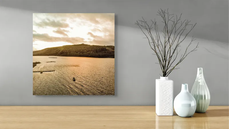 Tablou Canvas Apus peste lacul calm Reflexii și Frumusețe naturale, 50 x 50 cm – poza 3