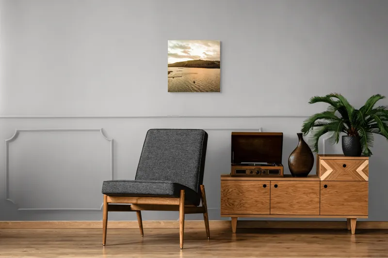 Tablou Canvas Apus peste lacul calm Reflexii și Frumusețe naturale, 50 x 50 cm – poza 6