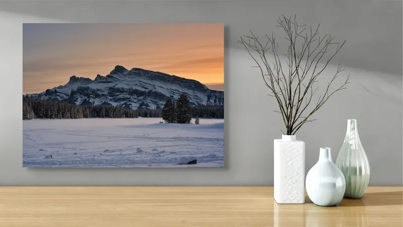 Tablou Canvas Peisaj Montan Apus de Iarnă Trandafir, 70 x 50 cm – poza 3