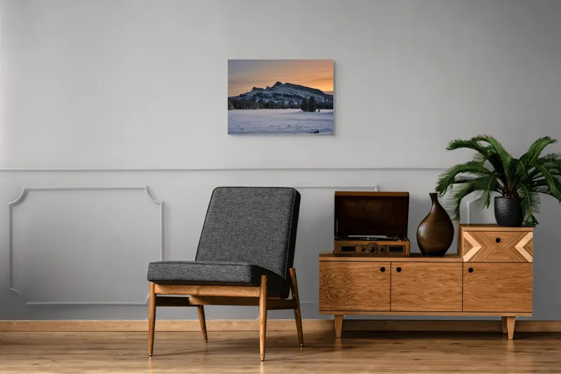 Tablou Canvas Peisaj Montan Apus de Iarnă Trandafir, 70 x 50 cm – poza 4