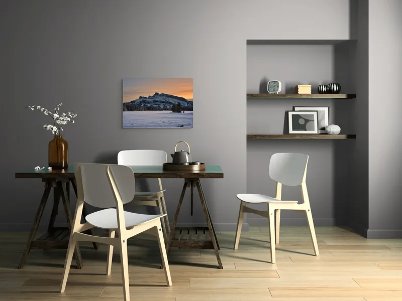 Tablou Canvas Peisaj Montan Apus de Iarnă Trandafir, 70 x 50 cm – poza 5