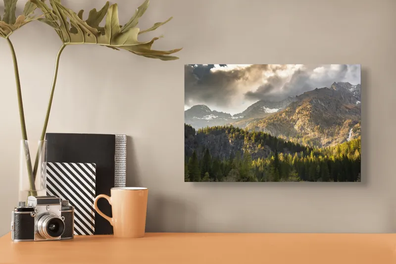 Tablou Canvas Natură Munți Pădure Cer Nori, 39 x 26 cm – poza 3