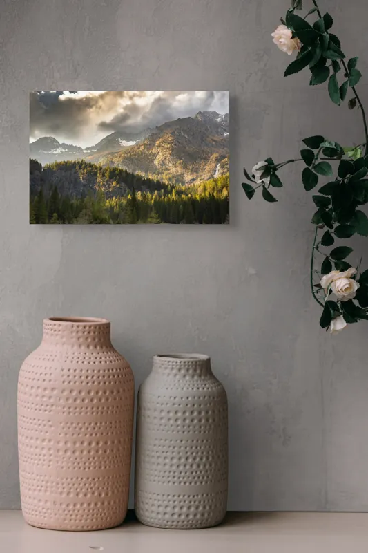 Tablou Canvas Natură Munți Pădure Cer Nori, 39 x 26 cm – poza 4