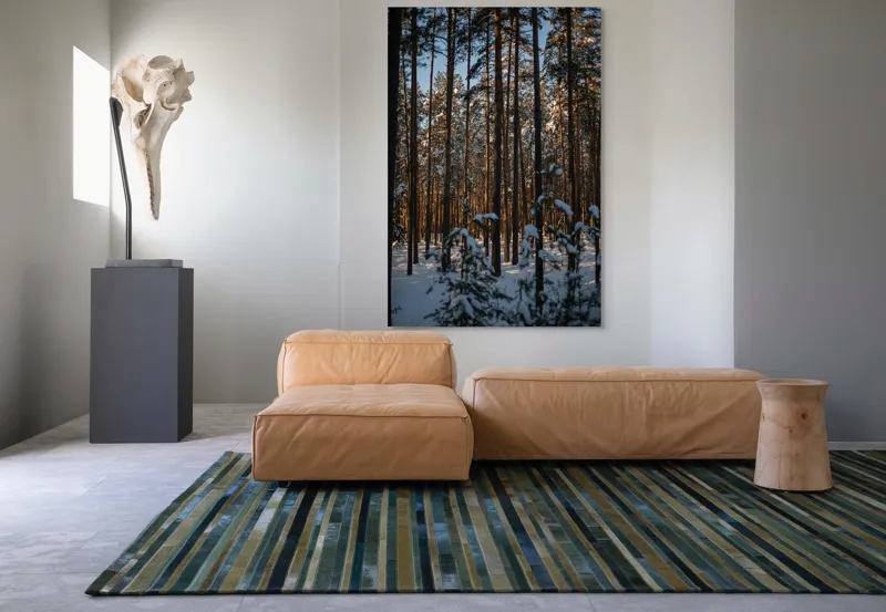 Tablou Canvas Pădure Iarnă Serenitate Natură Trunchiuri Umbre, 100 x 150 cm – poza 7