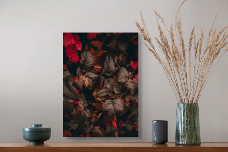 Tablou Canvas Frunze Arămii în Lumina Toamnei Natură Contrast Vibrant, 39 x 54 cm – poza 3