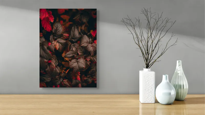 Tablou Canvas Frunze Arămii în Lumina Toamnei Natură Contrast Vibrant, 39 x 54 cm – poza 4