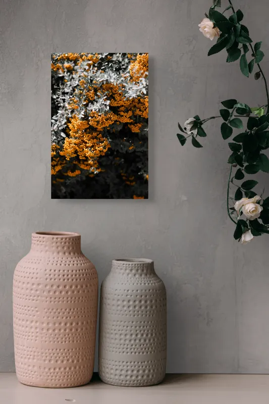 Tablou Canvas Galbenul Toamnei printre Frunze Verzui Natură Textură Vibrant Cont, 26 x 39 cm – poza 6