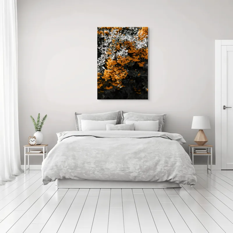 Tablou Canvas Galbenul Toamnei printre Frunze Verzui Natură Textură Vibrant Cont, 70 x 100 cm – poza 3