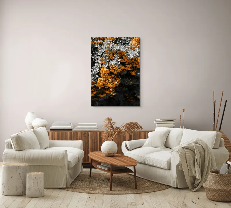 Tablou Canvas Galbenul Toamnei printre Frunze Verzui Natură Textură Vibrant Cont, 70 x 100 cm – poza 4