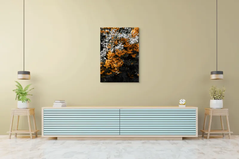 Tablou Canvas Galbenul Toamnei printre Frunze Verzui Natură Textură Vibrant Cont, 70 x 100 cm – poza 5