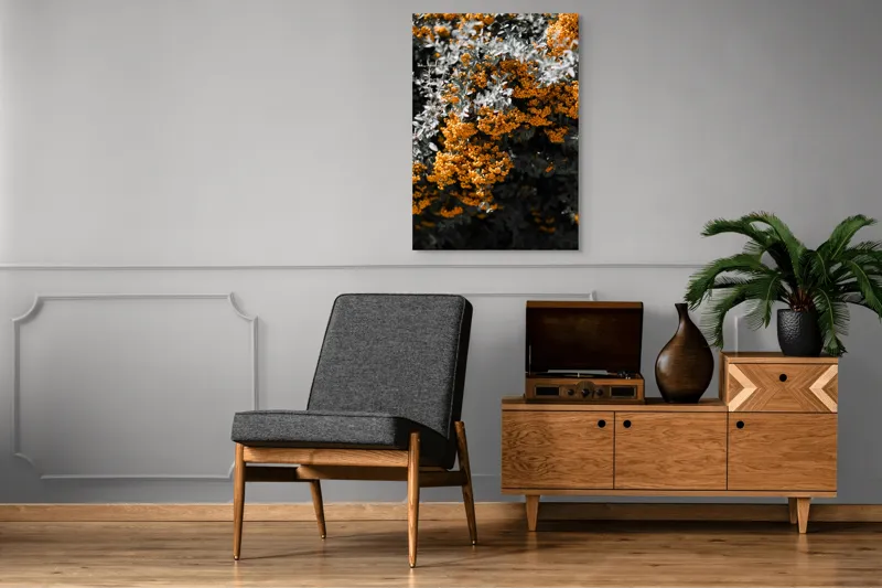 Tablou Canvas Galbenul Toamnei printre Frunze Verzui Natură Textură Vibrant Cont, 70 x 100 cm – poza 6