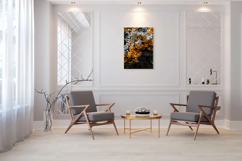 Tablou Canvas Galbenul Toamnei printre Frunze Verzui Natură Textură Vibrant Cont, 70 x 100 cm – poza 8
