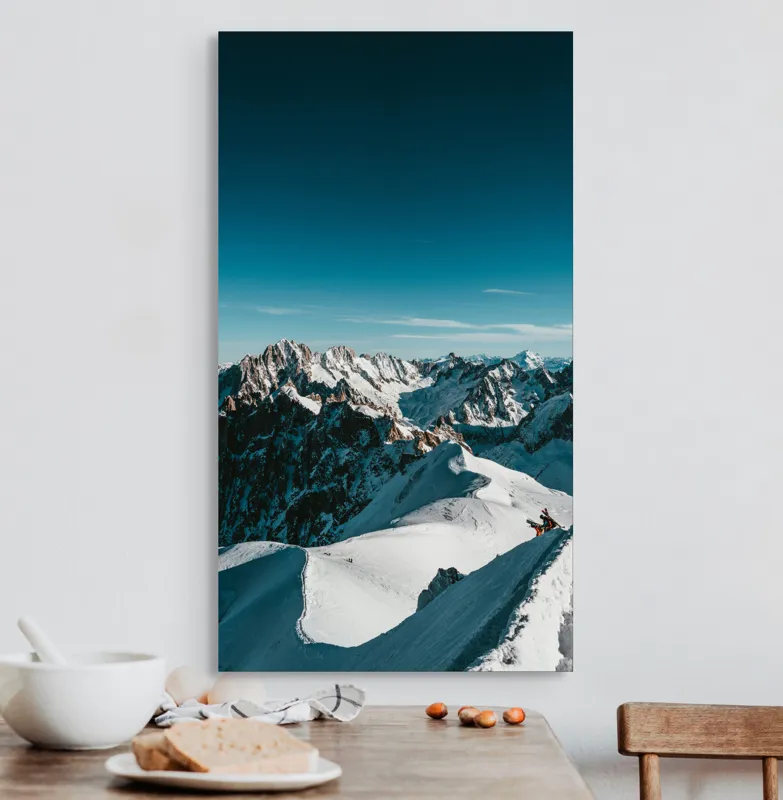 Tablou Canvas Peisaj Munți Aventură Albastru Zăpadă Expediție, 50 x 90 cm – poza 3