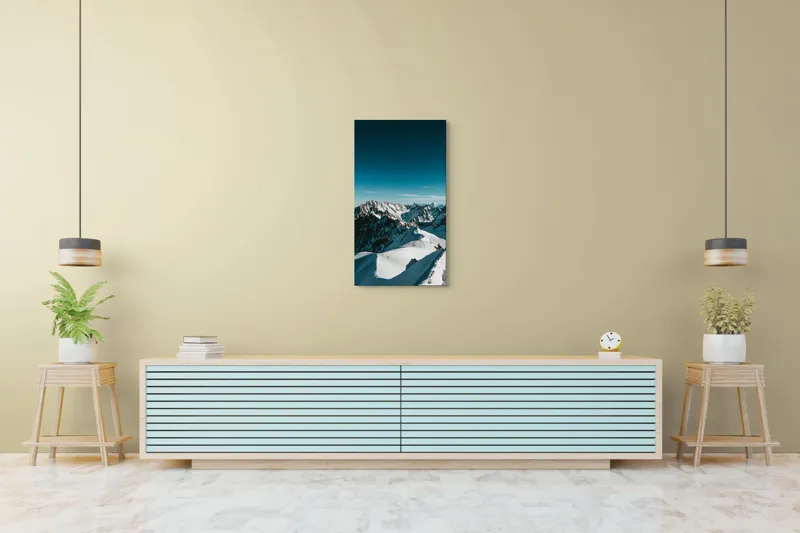 Tablou Canvas Peisaj Munți Aventură Albastru Zăpadă Expediție, 50 x 90 cm – poza 6