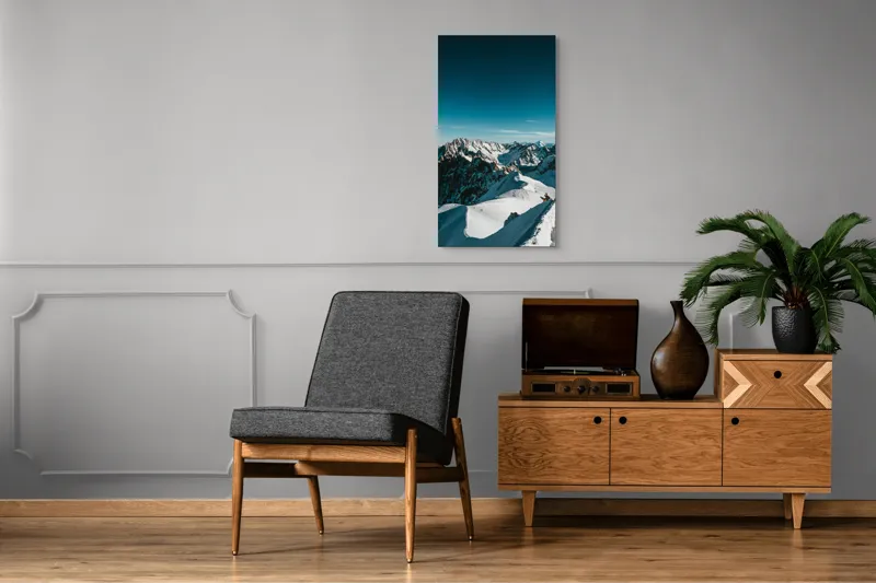 Tablou Canvas Peisaj Munți Aventură Albastru Zăpadă Expediție, 50 x 90 cm – poza 8