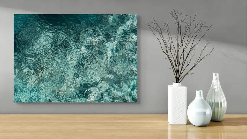 Tablou Canvas Reflectie Apei Sub Lumina Soarelui Calm Albastru Fluiditate, 70 x 50 cm – poza 3