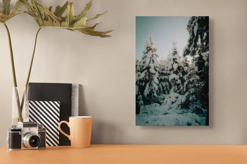 Tablou Canvas Pădure înzăpezită cu Zăpadă Pură, 26 x 39 cm – poza 3