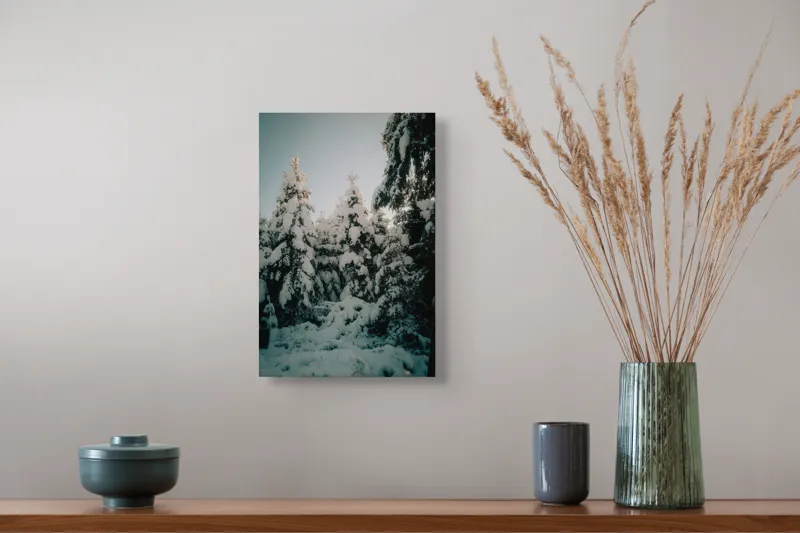 Tablou Canvas Pădure înzăpezită cu Zăpadă Pură, 26 x 39 cm – poza 5